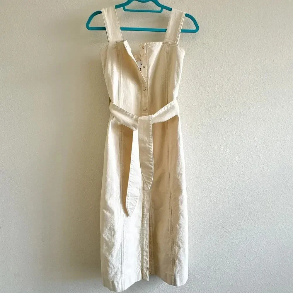Nanushka Sally Denim Creme Midi Dress XS - Picture 3 of 13